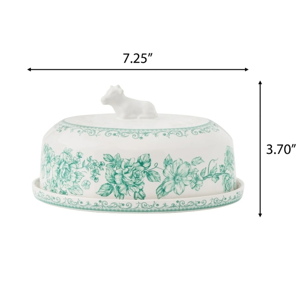 š New 2025 Pioneer Woman Agatha Green Butter Dish - Picture 3 of 6